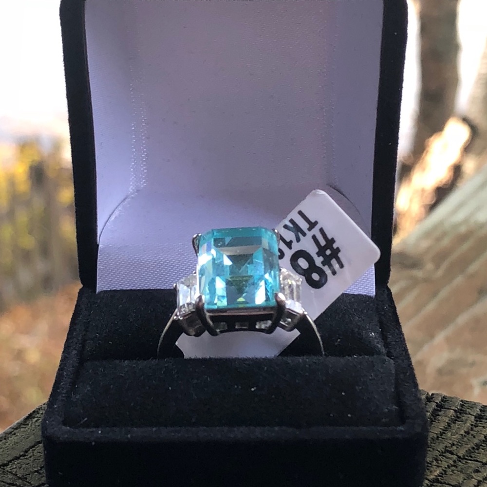 STAINLESS STEEL SEA BLUE RING - Picture 6 of 12